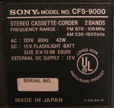 Sony CFS-9000